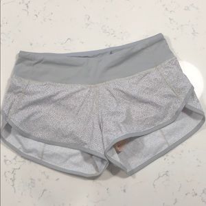 Size 4 lulu lemon grey and white athletic shorts.